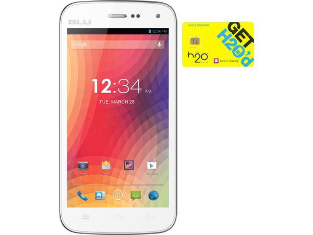 Blu Studio 5.0 II D532u White Dual-SIM Android Cell Phone + H2O SIM Card
