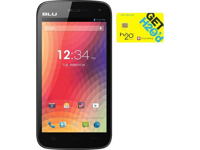 Blu Studio 5.0 II D532u Black Dual-SIM Android Cell Phone + H2O $30 SIM Card