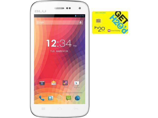 Blu Studio 5.0 II D532u White Dual-SIM Android Cell Phone + H2O $40 SIM Card