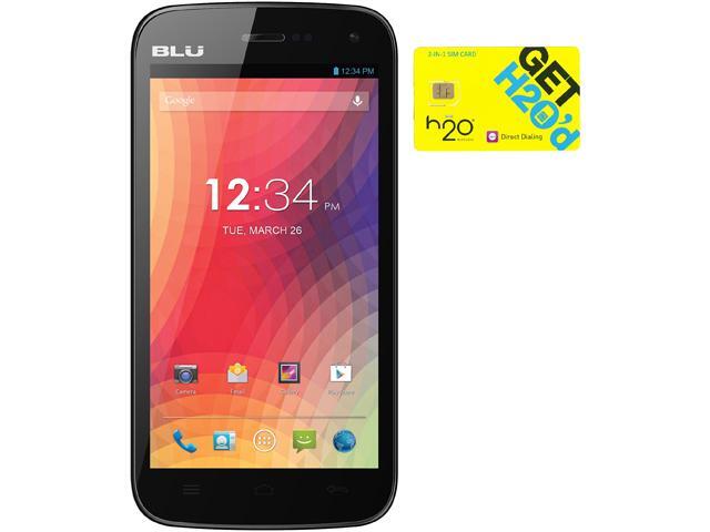 Blu Studio 5.0 II D532u Black Dual-SIM Android Cell Phone + H2O $50 SIM Card