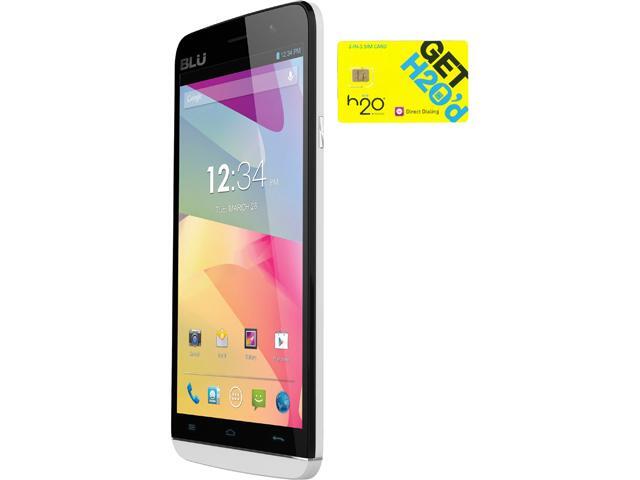 Blu Studio 5.5 S D630u White Dual-SIM Android Cell Phone + H2O $30 SIM Card