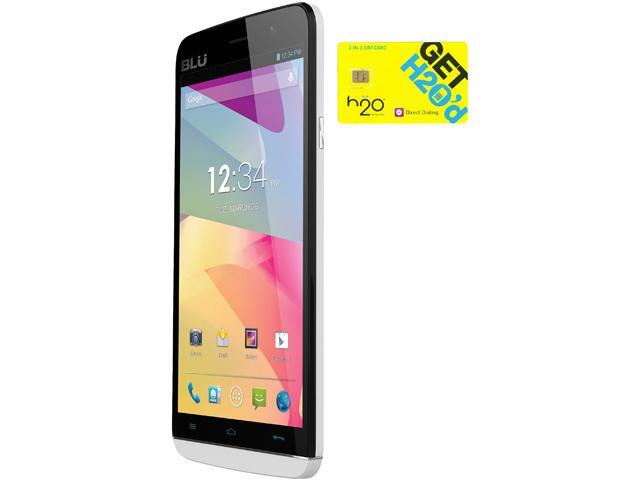 Blu Studio 5.5 S D630u White Dual-SIM Android Cell Phone + H2O $50 SIM Card