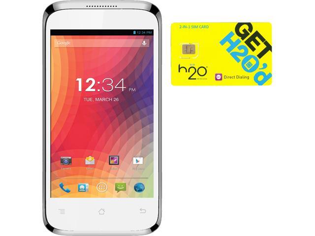 Blu Star 4.0 S410a White Android Cell Phone + H2O $30 SIM Card