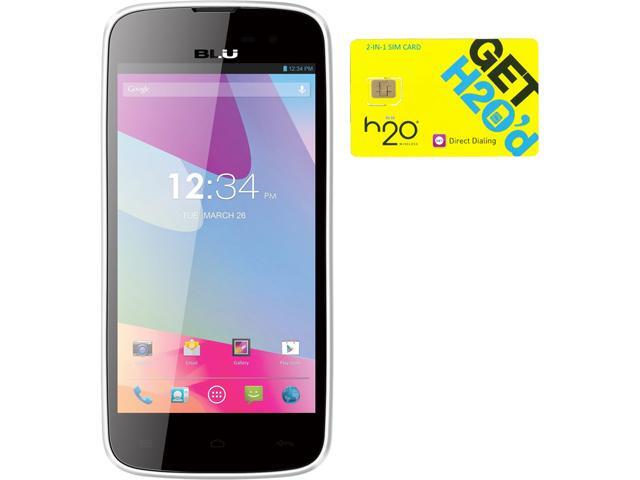 Blu Neo 4.5 S330L White/Black Dual-SIM Android Cell Phone + H2O SIM Card