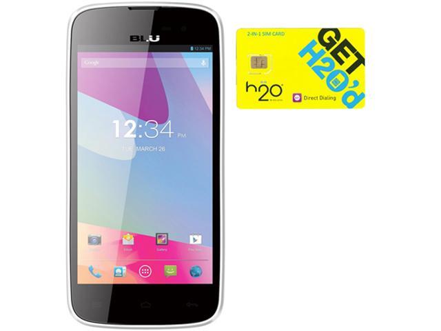 Blu Neo 4.5 S330L White/Black Dual-SIM Android Cell Phone + H2O $40 SIM Card