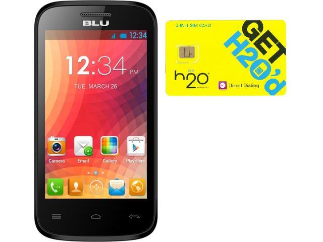 Blu Dash JR 4.0 K D142k Black Dual-SIM Android Cell Phone + H2O SIM Card