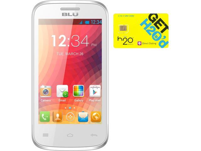 Blu Dash JR 4.0 K D142k White Dual-SIM Android Cell Phone + H2O SIM Card