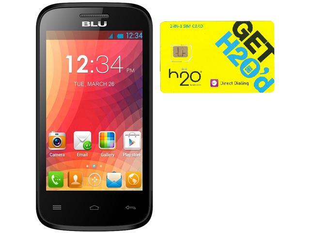 Blu Dash JR 4.0 K D142k Black Dual-SIM Android Cell Phone + H2O $50 SIM Card