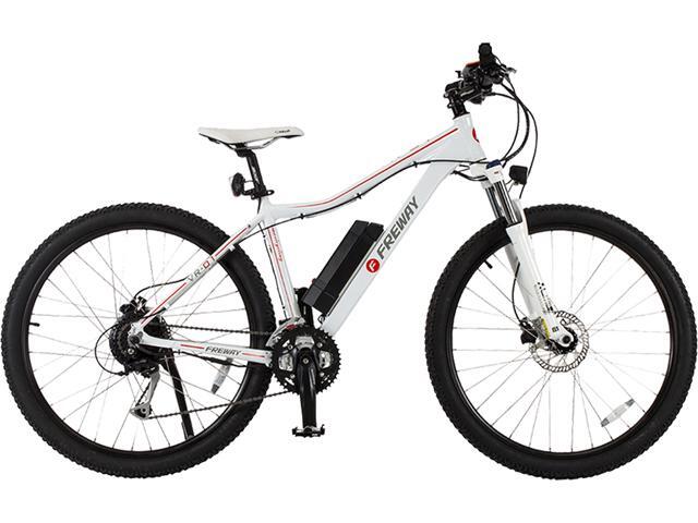 FREWAY Electric Mountain eBike with 27 Speed Pedal-Assist (White)