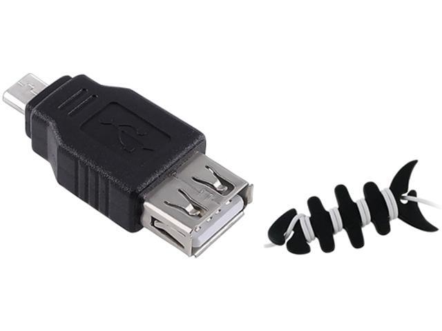 Insten Black Headset Smart Wrap+Black 'USB 2.0 A to Micro B Female / Male Adapter Compatible With Samsung Attain i777