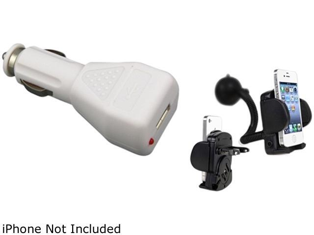 Insten Car Suction Holder + White Car Charger Plug Compatible with Samsung Galaxy SIII i9300 S4 i9500