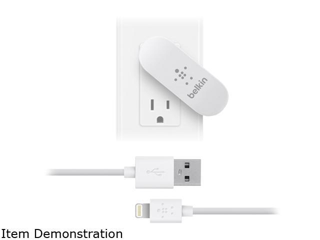BELKIN F8J077tt04-WHT White 2 Port Swivel Charger + Lightning Cable
