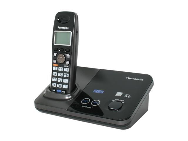 Panasonic KX-TG9321T 1.9 GHz Digital DECT 6.0 1X Handsets 2-Line Expandable Digital Cordless System, Black Metallic