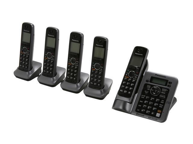 Panasonic KX-TG7645M Link-To-Cell 1.9 GHz Digital DECT 6.0 5X Handsets Cordless Phones Integrated Answering