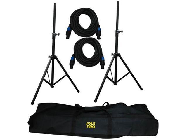 PYLE PMDK101 Heavy-Duty Aluminum Anodizing Dual Speaker Stand & 21FT Speakon Cable Kit