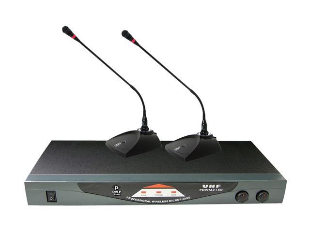 Pyle PDWM2150 Professional Dual Table-Top VHF Wireless Microphone System