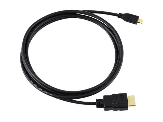 Insten 675797 6 ft. Black / Gold HDMI Type A (Male) to HDMI Type D (Male) High Speed HDMI Cable with Ethernet Type A to D ...