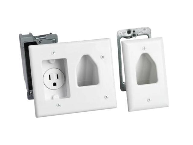 DataComm 50-3321-WH-KIT Flat Panel TV Cable Organizer Remodeling Kit with Power Outlet