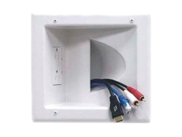 DataComm Electronics 45-0031-WH Recessed Low Voltage Media Plate with Duplex Receptacle