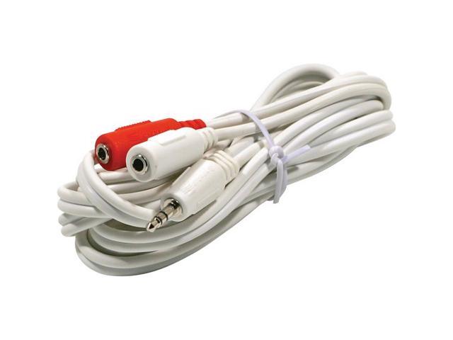 STEREN 252-001WH 6ft. 3.5mm Plug to 2-3.5mm Jack Y Stereo Audio Patch Cord