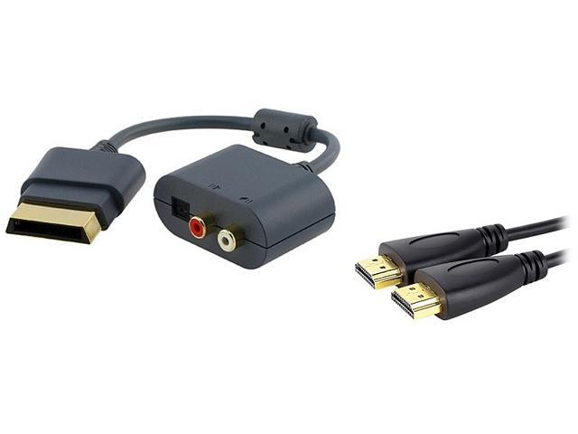 Insten 1926550 RCA Audio Cable Adapter + Black High Speed HDMI Cable M/M For Microsoft Xbox 360 / Xbox 360 Slim