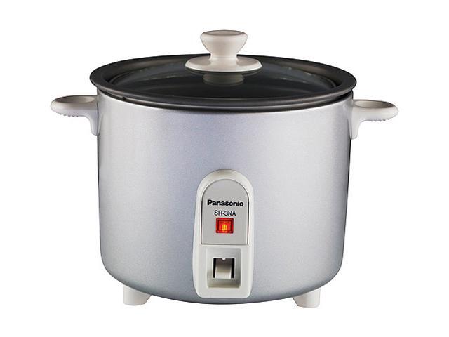 Panasonic SR-3NA Silver 1.5 Cups (Uncooked)/3 Cups (Cooked) Rice Cooker/Steamer with Tempered Glass Lid