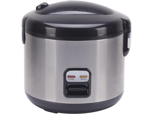 Sunpentown SC-1202SS Black/Stainless Steel 6-cups Rice Cooker with Stainless Body