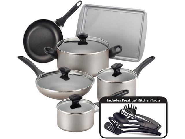 Farberware  21805  Dishwasher Safe Nonstick 15-Piece Cookware Set  Champagne