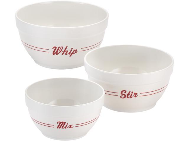Cake Boss  51252  Countertop Accessories 3-Piece Melamine Mixing Bowl Set, Bistro Pattern