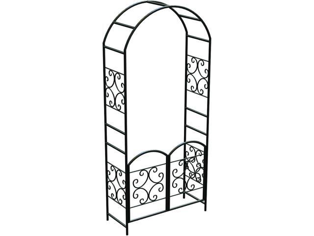 Panacea 90" H Scroll Arbor with Gate - Steel (Black)
