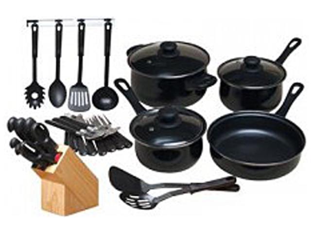 Gibson Home 64269.32 32PC Nonstick CookwreSt Blk Black