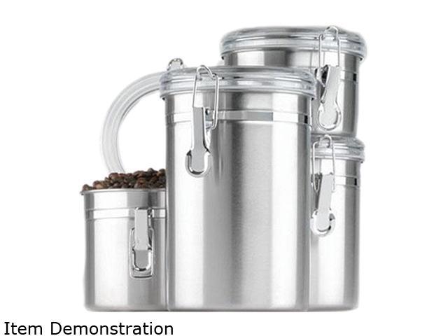 Anchor Hocking 24954 4-Piece Stainless Clamp Canister Set w/ Clear Lid