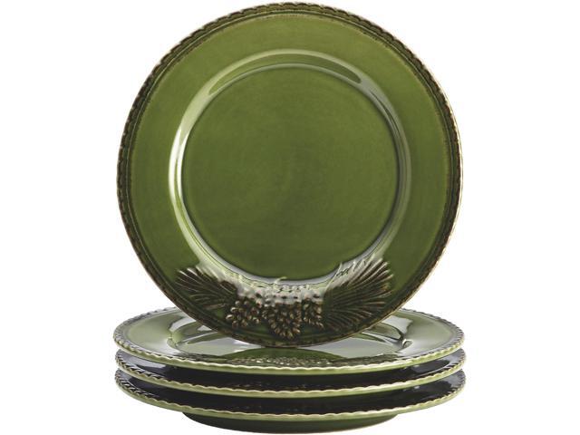 Bonjour Dinnerware Sierra Pine 4-Piece Stoneware Salad Plate Set, Forest