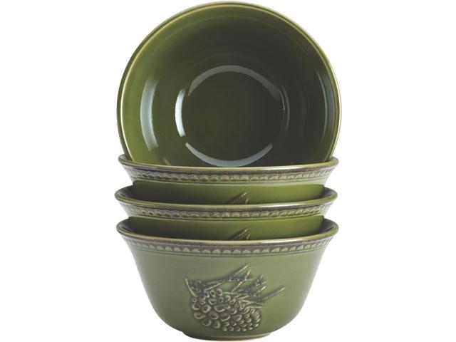 Bonjour Dinnerware Sierra Pine 4-Piece Stoneware Cereal Bowl Set, Forest