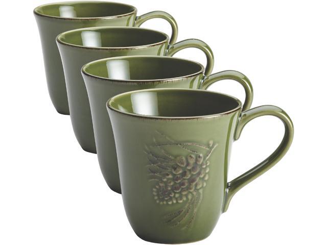 BONJOUR  55030  Dinnerware Sierra Pine 4-Piece Stoneware Mug Set, Forest
