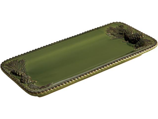 Bonjour Dinnerware Sierra Pine Stoneware 8-Inch x 16-Inch Rectangular Platter, Forest