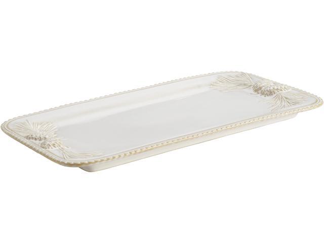 Bonjour Dinnerware Sierra Pine Stoneware 8-Inch x 16-Inch Rectangular Platter, Birch