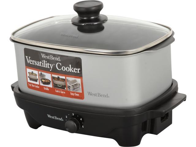 West Bend 84905 Stainless Steel 5 Qt. 2 in 1 Slow Cooker and mini