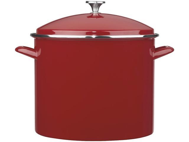 Cuisinart EOS206-33R Enamel Stockpot with Cover, 20-Quart, Red