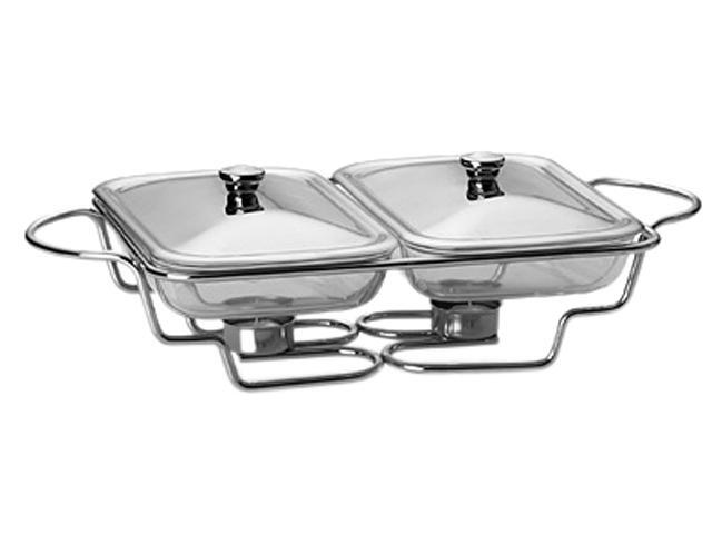 LIFETIME BRANDS 5112477 Towle Living Modernist Chrome-Plated Double 1-1/2-Quart Oblong Bake and Serve Warmer