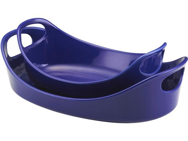 Rachael Ray 51765 Stoneware 2-pc. Bubble & Brown Baker Set Blue