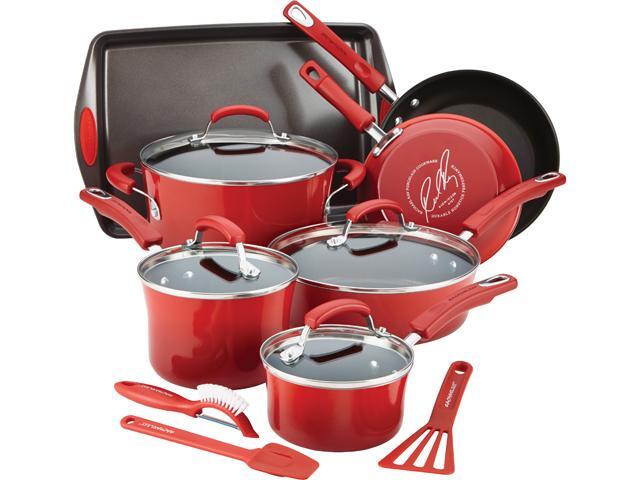 Rachael Ray  14626  Hard Enamel Nonstick 14-Piece Cookware Set  Red