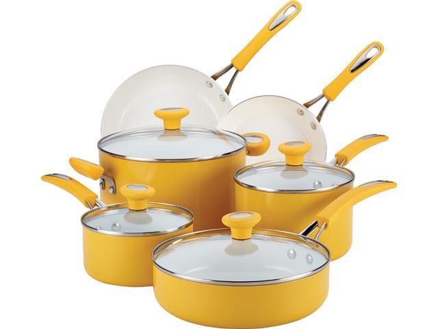SilverStone 16049 Ceramic CXi Nonstick 12-Piece Cookware Set, Mango Yellow Yellow