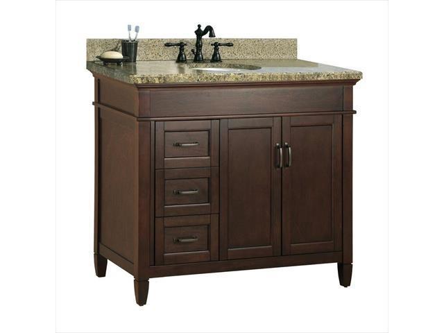 Foremost Ashburn 37 in. W x 22 in. D Vanity in Mahogany with Granite Vanity Top in Quadro with White Basin