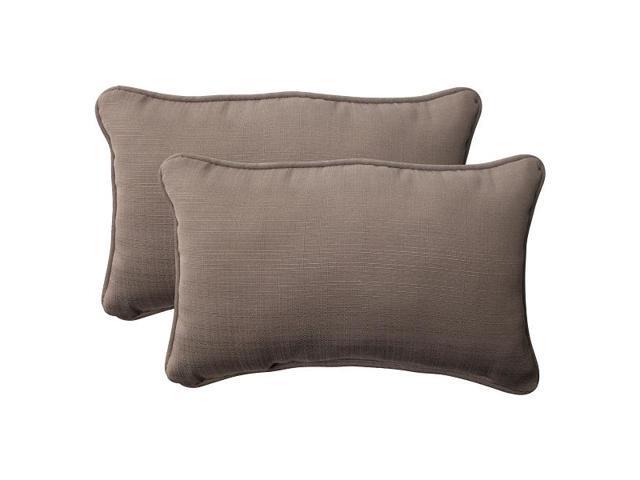 Set of 2 Solarium Light Brown Outdoor Corded Rectangular Throw Pillows 18.5