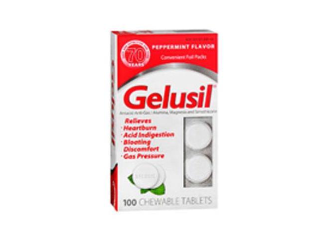 Gelusil Antacid Anti-Gas Tablets, Peppermint 100 tabs by Gelusil