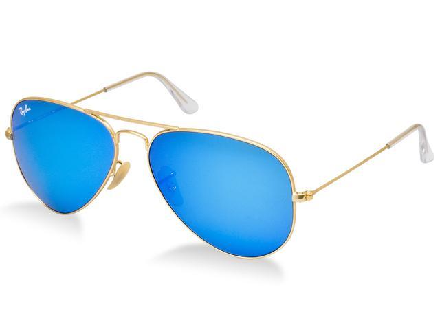 Ray Ban Rb3025 Aviator Flash Metal Sunglasses Gold Frame Blue Lenses