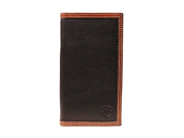 Ariat Western Wallet Mens Rodeo Checkbook Leather Black Tan A35152 - 0