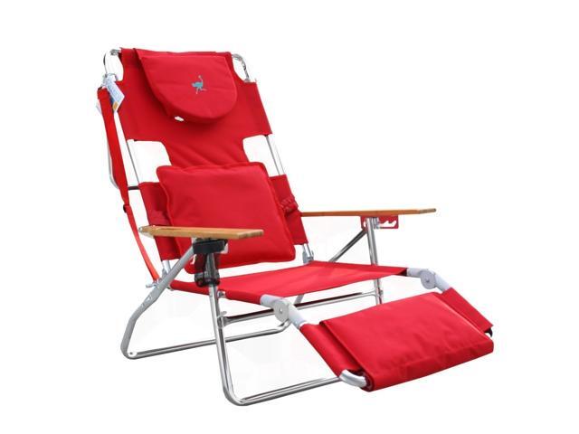 Ostrich Deluxe 3n1 Beach Chair D3n11001r Red Ostrich D3n11001r Red Deluxe 3n1 Beach Chair With Face