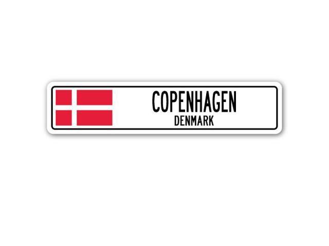 Copenhagen Denmark Street Sign Danish Dane Flag City Country Road Wall